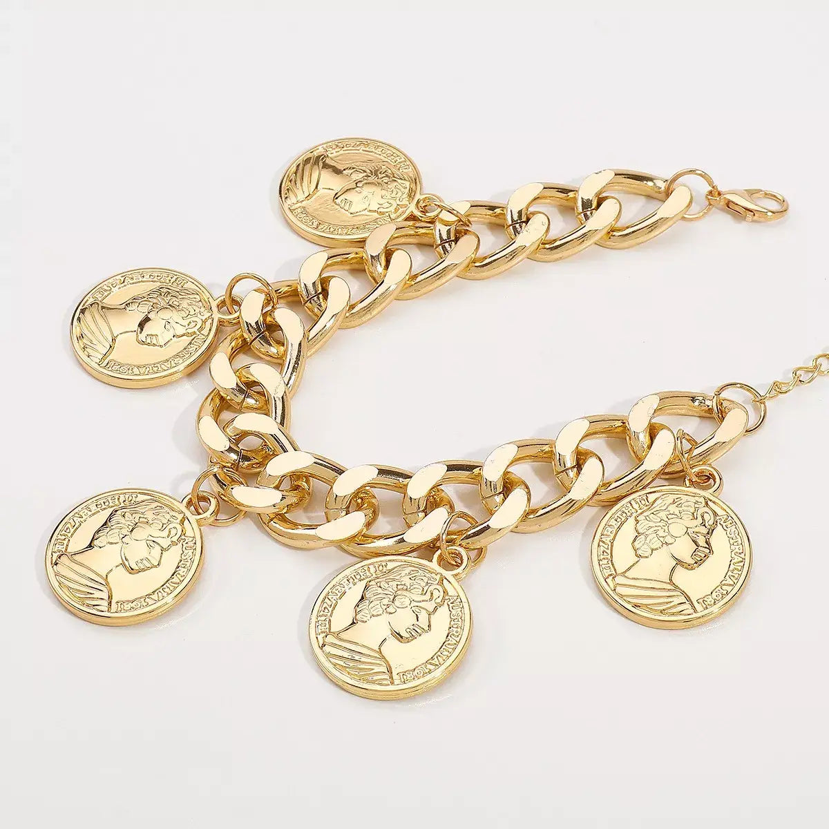 18K Gold-Plated Coin Charm Bracelet - Trendsi - Flyclothing LLC