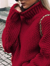 Full Size Chunky Knit Turtleneck Sweater Plus Size - Trendsi - Flyclothing LLC