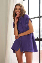 ADORA Raw Hem Collared Neck Button Down Shirt - Trendsi - Flyclothing LLC