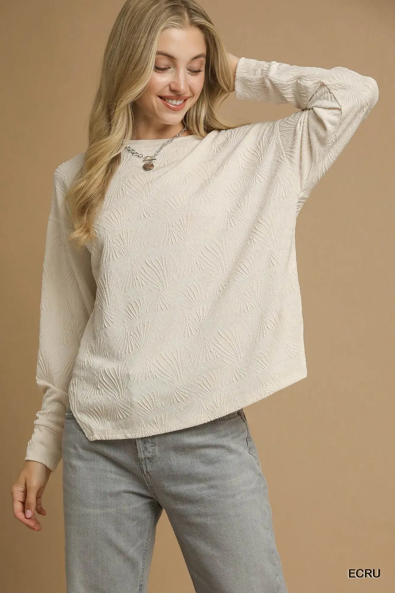 Umgee Textured Knit Long Sleeve Top - Trendsi - Flyclothing LLC