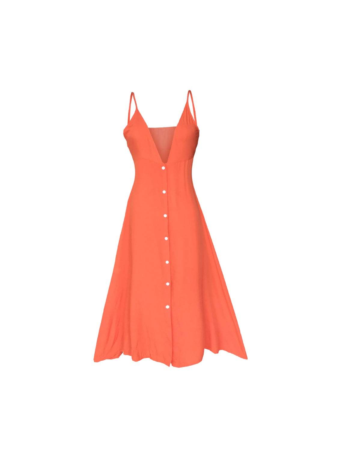 Buttoned Plunge Midi Cami Dress - Trendsi - Flyclothing LLC