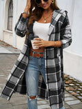 Plaid Long Sleeve Hooded Coat - Trendsi - Flyclothing LLC