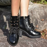 Lace Up Block Heels Boots - Trendsi - Flyclothing LLC