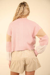 VERY J Color Block Button Down Textured Sweater Cardigan - Trendsi - Flyclothing LLC