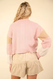 VERY J Color Block Button Down Textured Sweater Cardigan - Trendsi