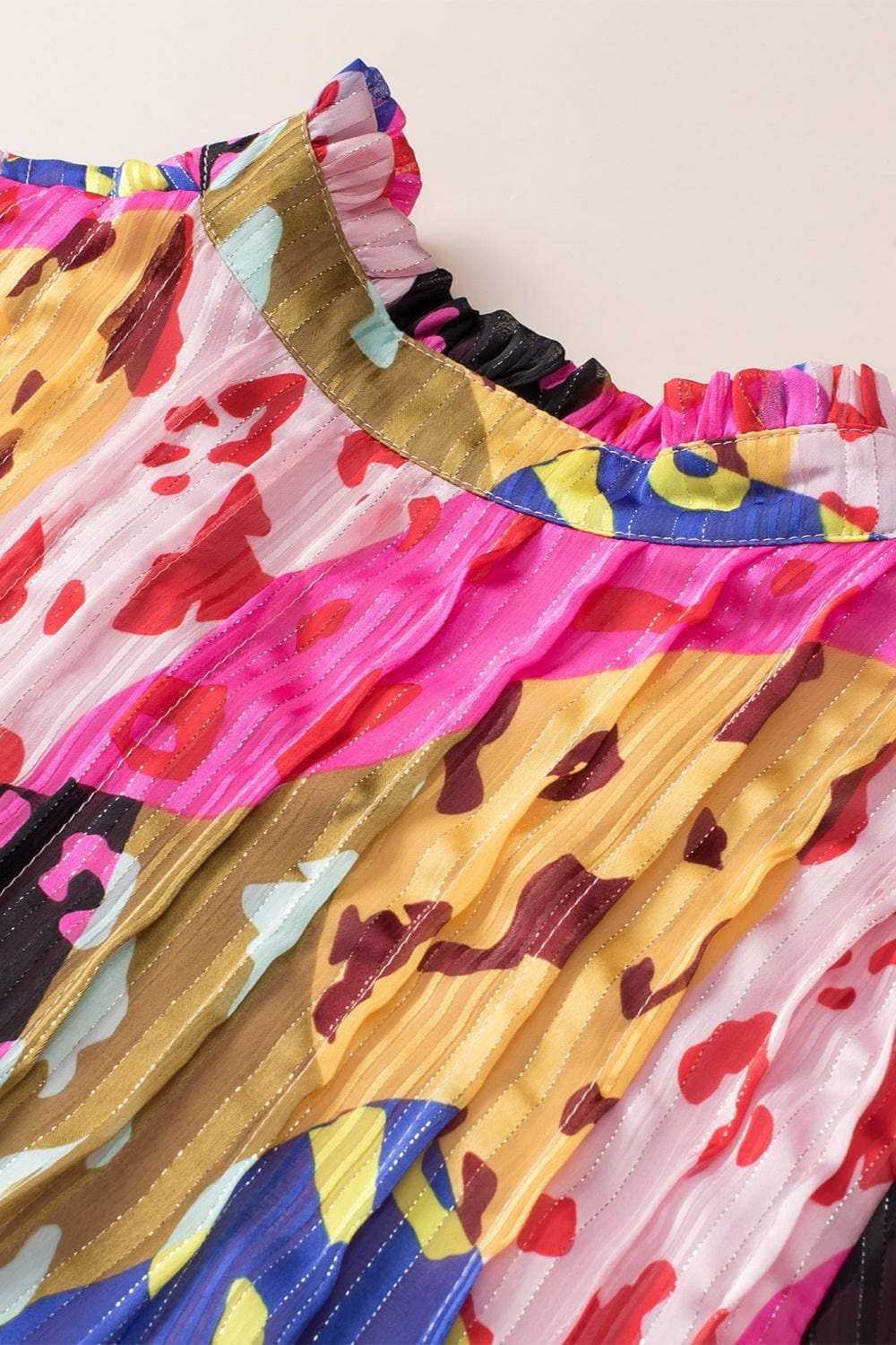 Printed Notched Long Sleeve Blouse - Trendsi - Flyclothing LLC