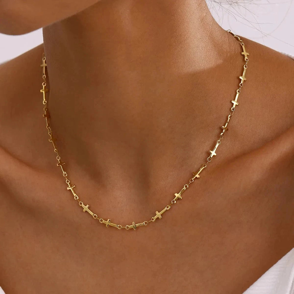 18K Gold-Plated Cross Necklace - Trendsi