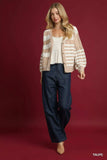 Umgee Cable-Knit Stripe Button-Up Cardigan - Trendsi - Flyclothing LLC