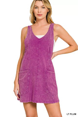 Zenana Acid Washed Overall Knit Mini Dress - Trendsi - Flyclothing LLC