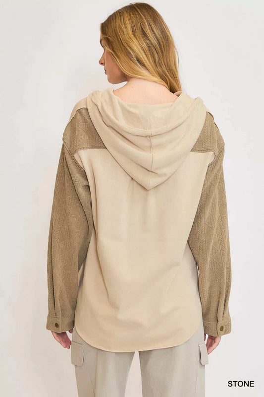 Umgee Washed French Terry Shacket - Trendsi - Flyclothing LLC