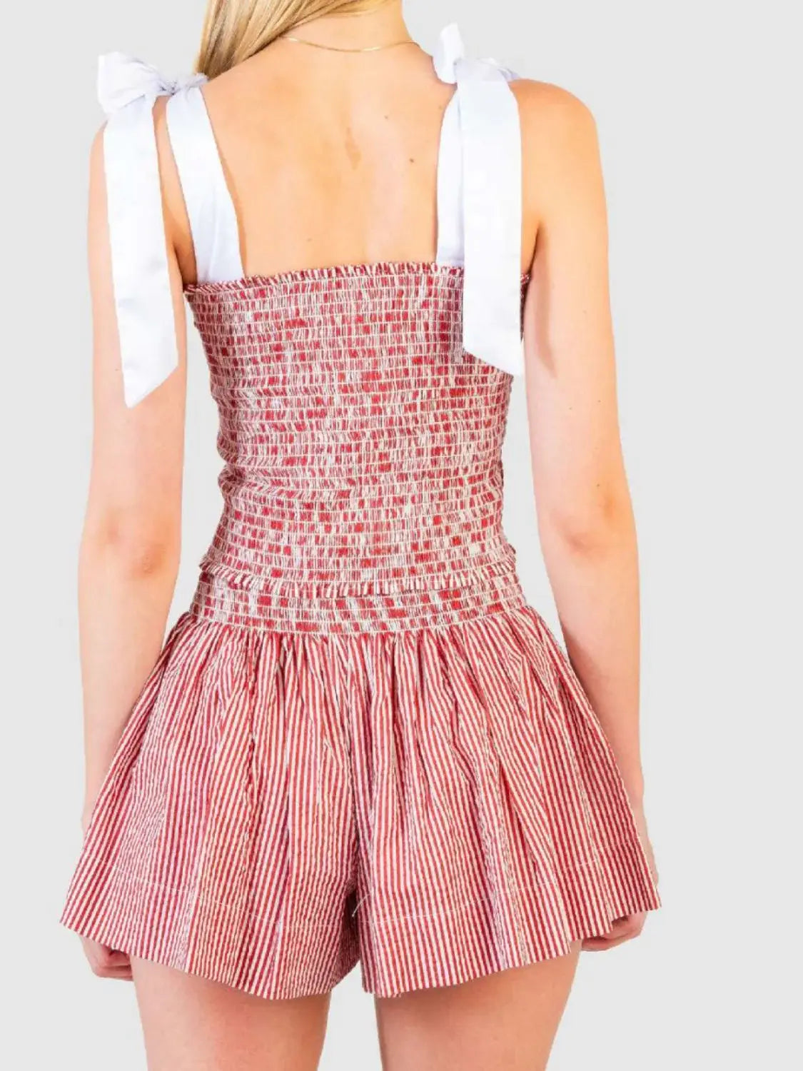 Smocked Tie Shoulder Cami and Shorts Set - Trendsi - Flyclothing LLC