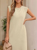 Full Size Slit Round Neck Sleeveless Maxi Tank Dress Plus Size - Trendsi - Flyclothing LLC