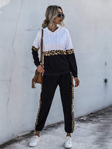 Perfee Contrast Long Sleeve Hooded Top and Joggers Set - Trendsi - Flyclothing LLC