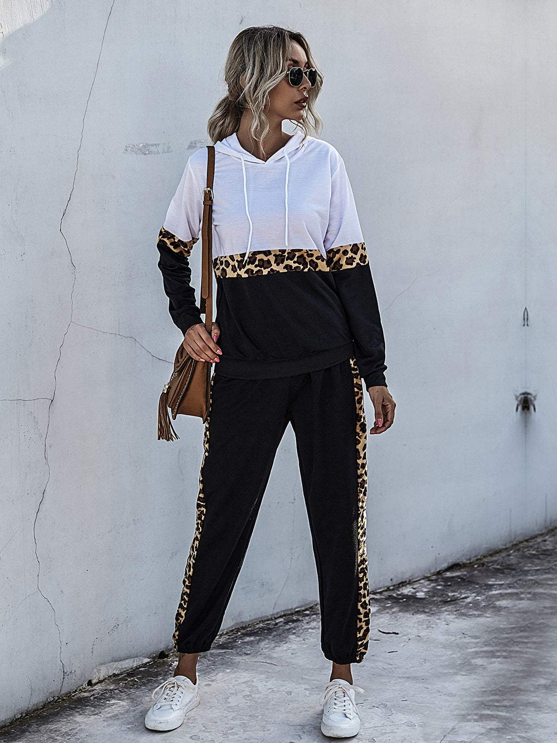 Perfee Contrast Long Sleeve Hooded Top and Joggers Set - Trendsi - Flyclothing LLC