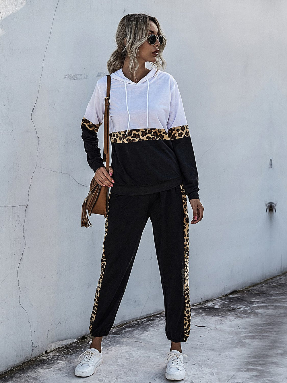 Perfee Contrast Long Sleeve Hooded Top and Joggers Set - Trendsi
