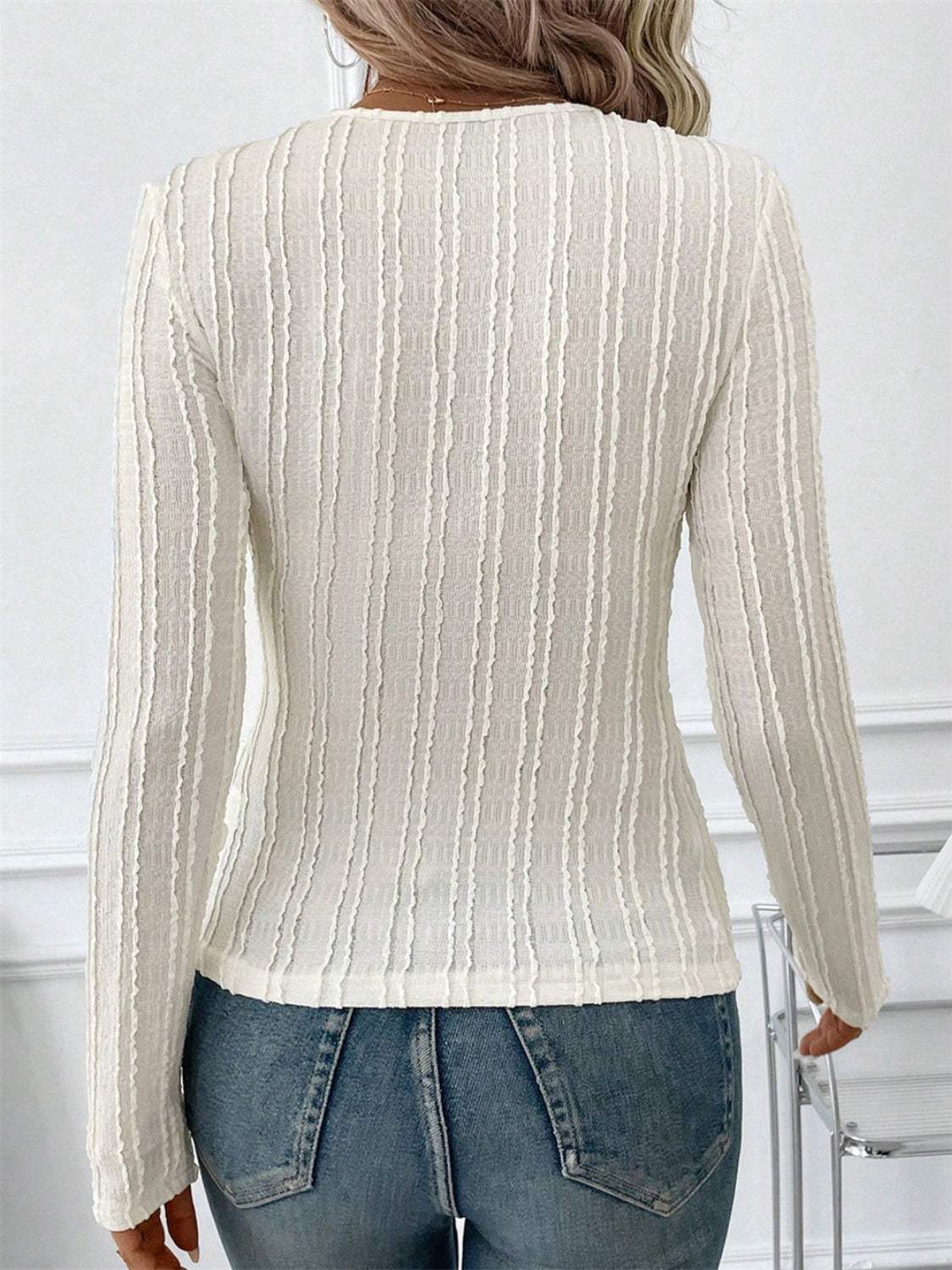 Round Neck Long Sleeve Top - Trendsi - Flyclothing LLC