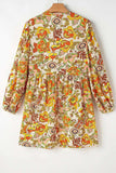 Printed Tie Neck Balloon Sleeve Mini Dress - Trendsi - Flyclothing LLC