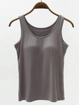 Full Size Wide Strap Modal Tank with Bra - Trendsi - Flyclothing LLC