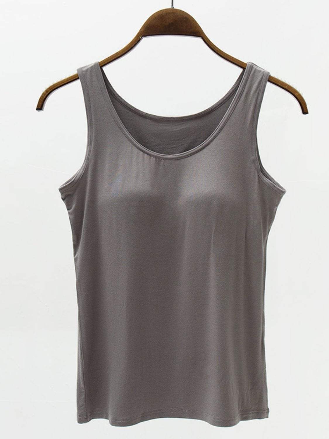 Full Size Wide Strap Modal Tank with Bra - Trendsi - Flyclothing LLC