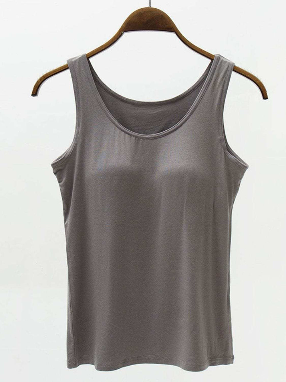 Full Size Wide Strap Modal Tank with Bra - Trendsi - Flyclothing LLC