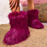 Faux Fur Winter Boots - Trendsi - Flyclothing LLC