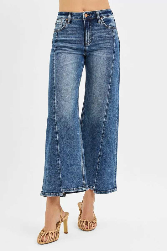 RISEN High Rise Crop Wide Leg Jeans with Step Hem - Trendsi - Flyclothing LLC