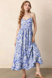 Floral Print Spaghetti Strap High Waist Dress - Trendsi