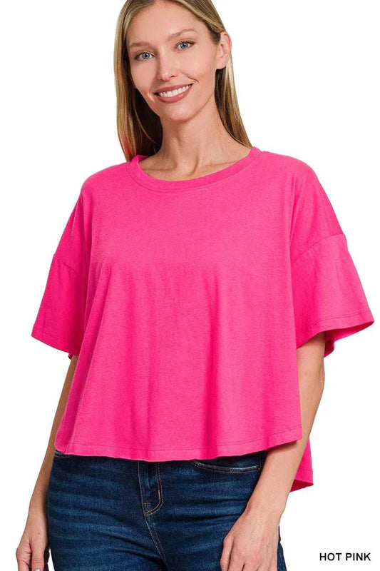 Zenana Cotton Round Neck Short Sleeve T-Shirt - Trendsi - Flyclothing LLC