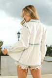 BiBi Snap Down Peplum Washed Shirt - Trendsi - Flyclothing LLC