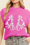 Western Horse Embroidered Round Neck Sweater - Trendsi - Flyclothing LLC