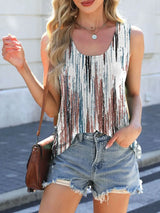 Printed Scoop Neck Wide Strap Tank - Trendsi - Flyclothing LLC