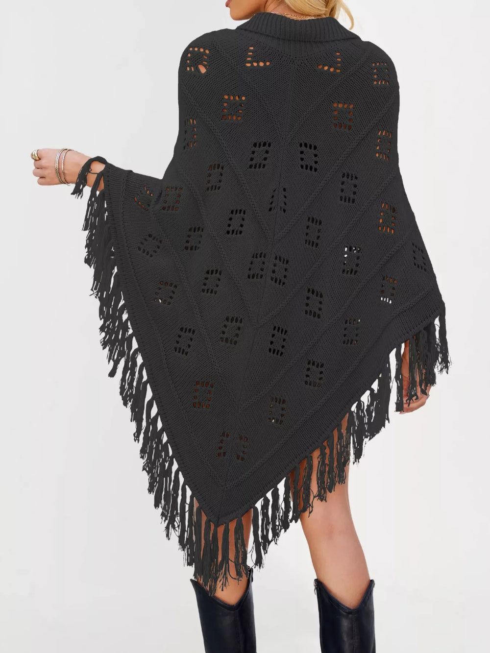 Fringe Openwork Knit Cover Up - Trendsi - Flyclothing LLC