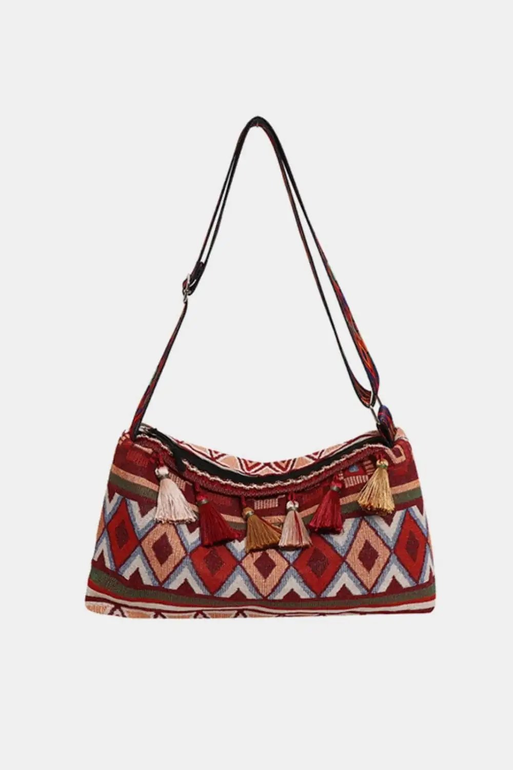 Tassel Adjustable Strap Shoulder Bag - Trendsi