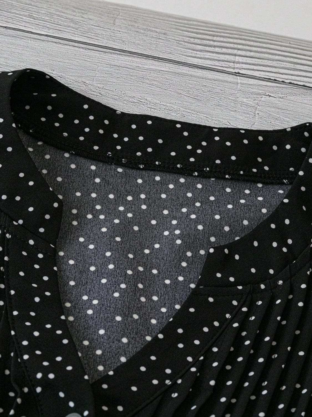Polka Dot Notched Ruffled Cap Sleeve Blouse - Trendsi - Flyclothing LLC