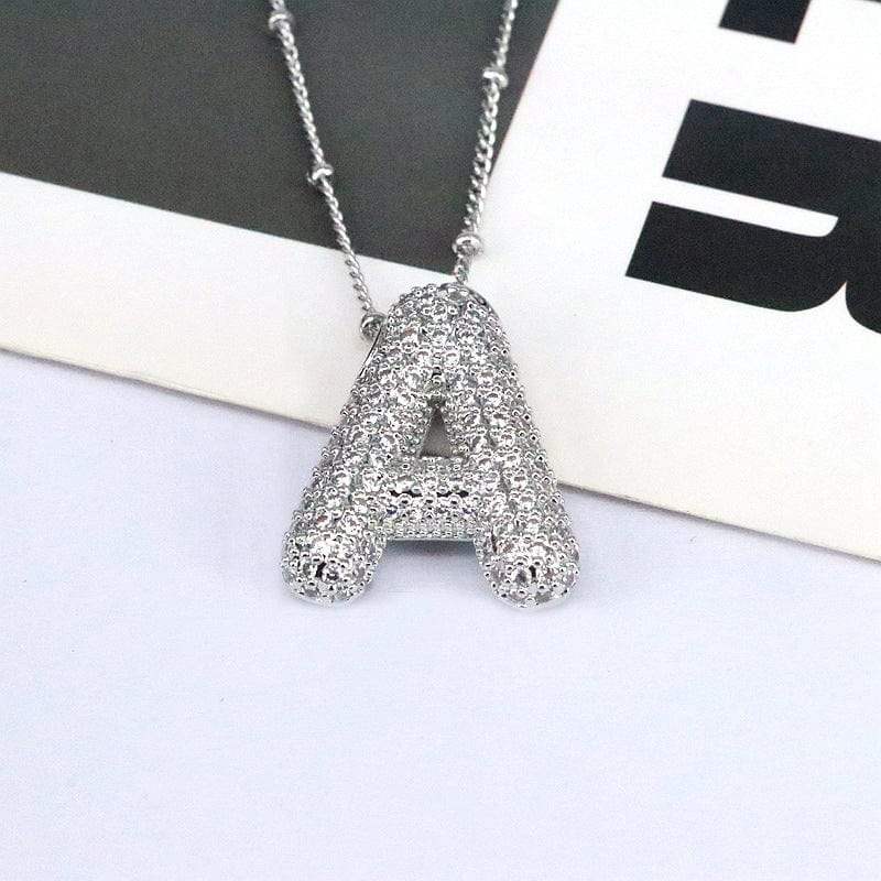 Copper Inlaid Zircon Letter Pendant Necklace - Trendsi - Flyclothing LLC