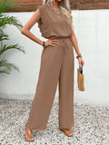 Lace Trim Round Neck Top and Pants Set - Trendsi - Flyclothing LLC