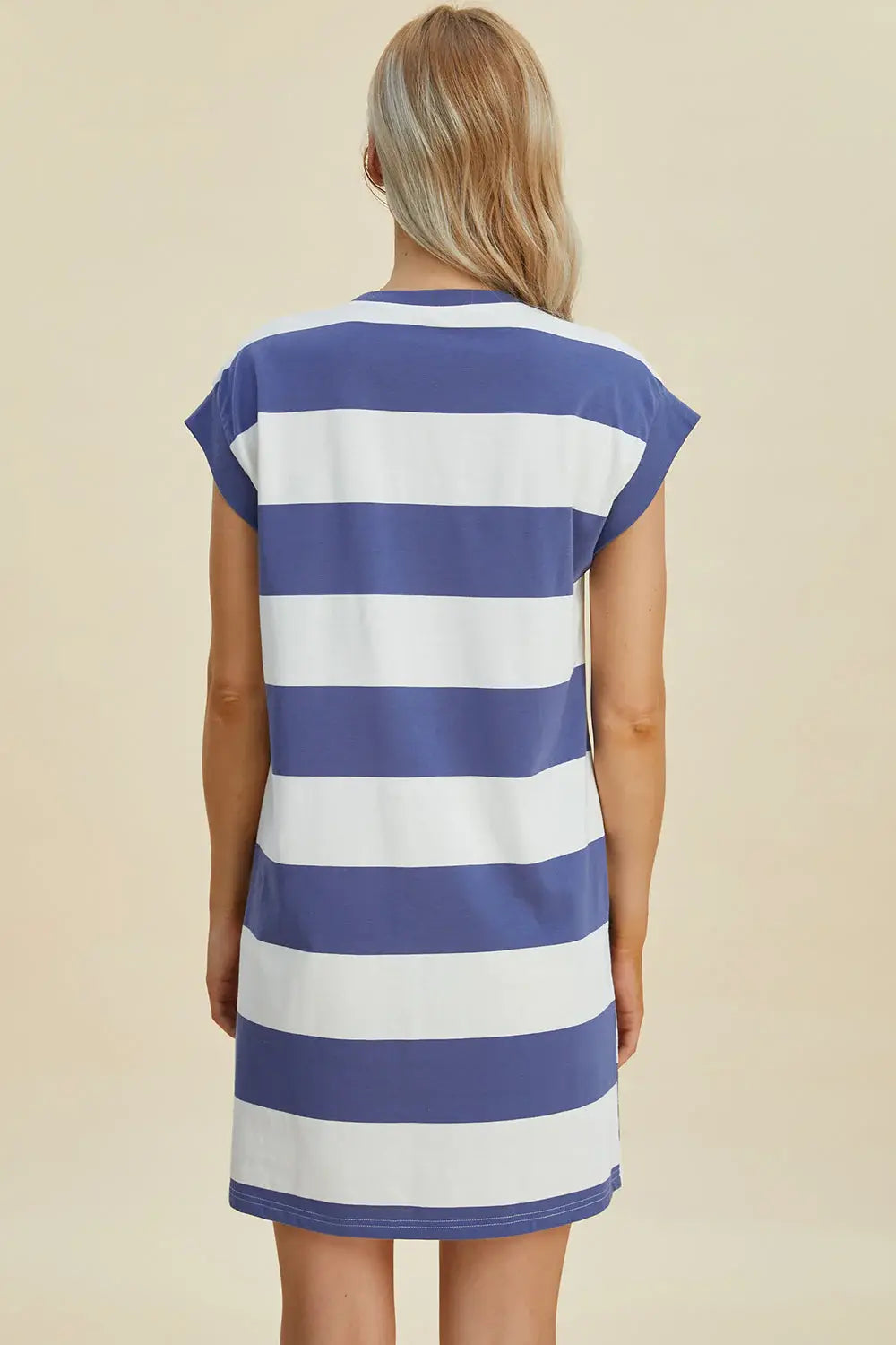 Basic Bae Full Size Striped Round Neck Cap Sleeve Mini Dress - ShopBasicbae - Flyclothing LLC