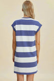 Basic Bae Full Size Striped Round Neck Cap Sleeve Mini Dress - Trendsi - Flyclothing LLC
