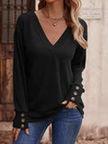 V-Neck Long Sleeve Top - Trendsi - Flyclothing LLC