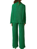 Collared Neck Long Sleeve Top and Pants Lounge Set - Trendsi - Flyclothing LLC
