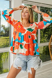 BiBi Floral Woven Tiered V Neck Top - Trendsi - Flyclothing LLC