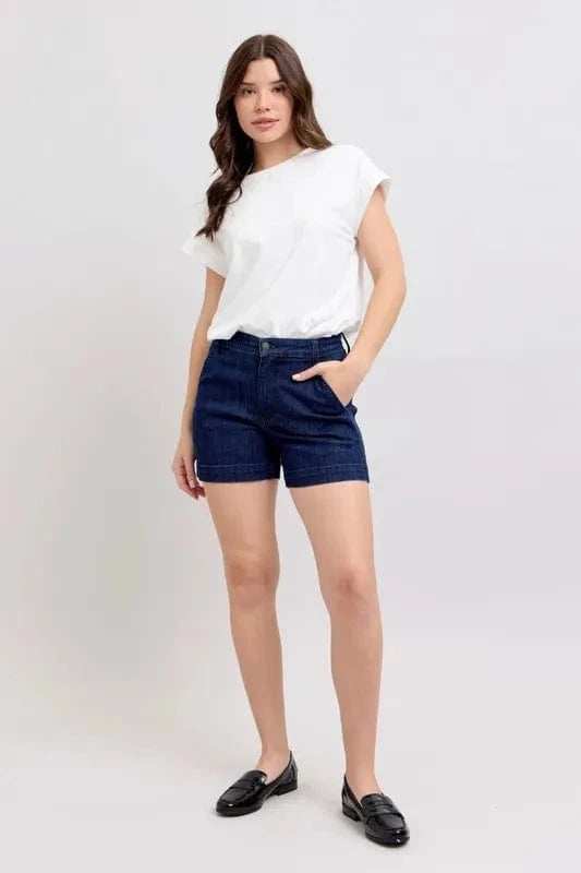Judy Blue Full Size High Waist Denim Shorts Plus Size - Trendsi - Flyclothing LLC