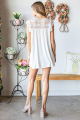 Heimish Full Size Round Neck Cap Sleeve Lace Top - Trendsi - Flyclothing LLC