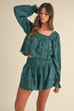 MABLE Embroidered Scalloped Lace Top and Short Set - Trendsi