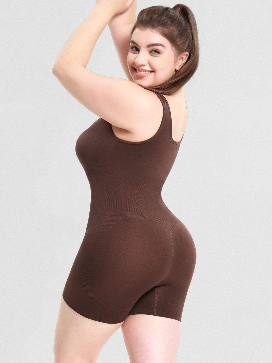 Scoop Neck Wide Strap Shaping Romper - Trendsi - Flyclothing LLC