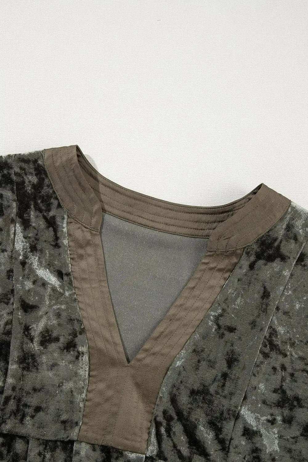 Notched Long Sleeve Mini Dress with Pockets - Trendsi - Flyclothing LLC