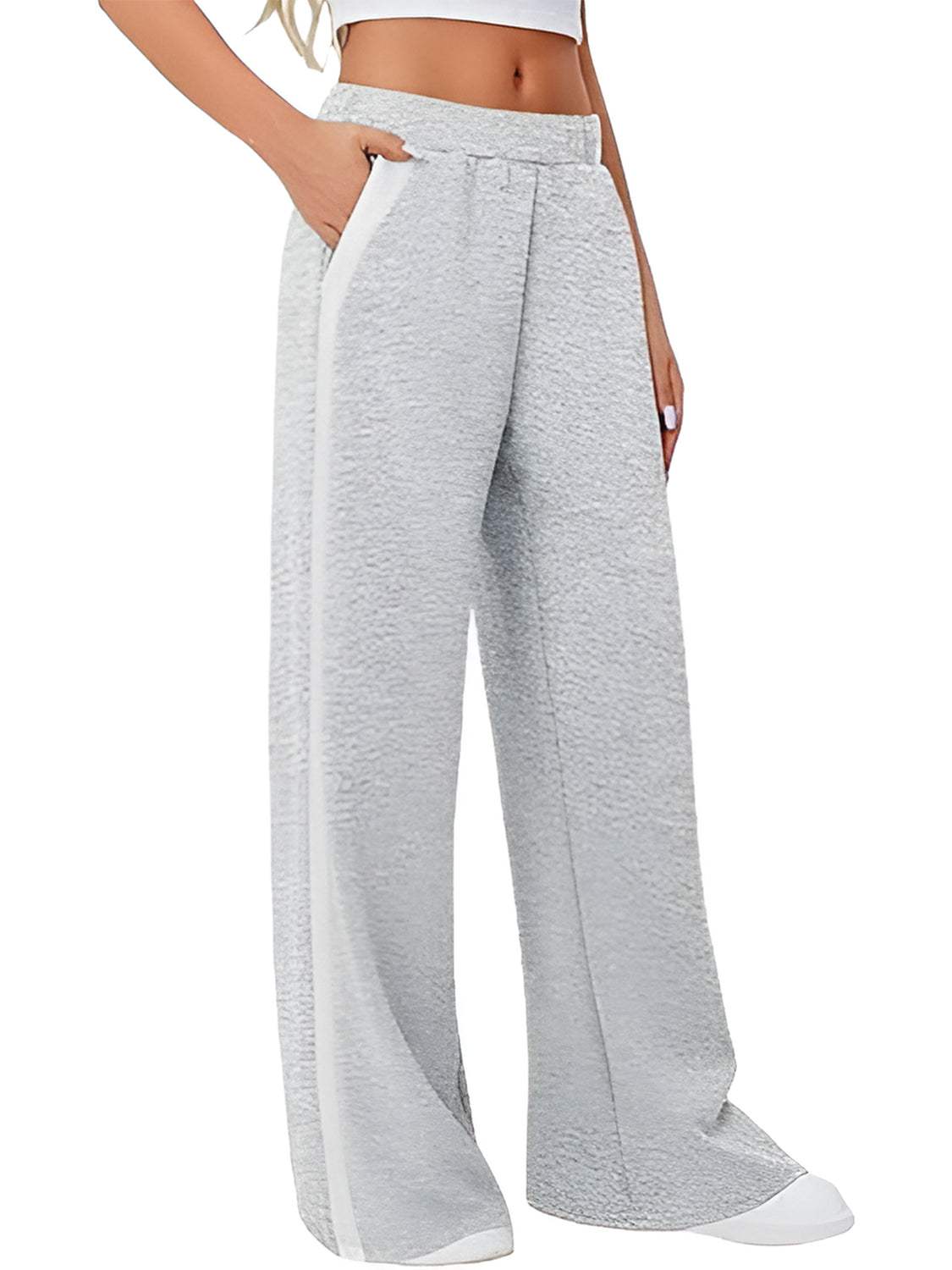 Side Striped Wide Leg Pants - Trendsi - Flyclothing LLC