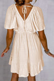 Tied V-Neck Short Sleeve Mini Dress - Trendsi - Flyclothing LLC