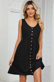 Buttoned Wide Strap Mini Dress - Trendsi - Flyclothing LLC