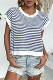 Striped Round Neck Sweater Vest - Trendsi - Flyclothing LLC